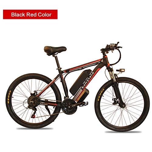 Elektrofahrräder : FYJK Elektro-Mountainbike, elektrisches Fahrrad mit austauschbarem Lithium-Ionen-Akku für Erwachsene, Blackred48v350w10ah