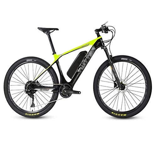 Elektrofahrräder : FZYE 26 Zoll Kohlefaser Elektrofahrräder, LCD-Digitalanzeige Berg Ebike Fahrrad 36V13A Lithium Batterie Bicycle Sport Outdoor, Gelb