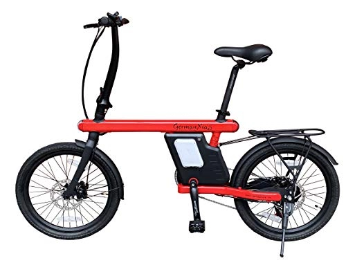 Elektrofahrräder : GermanXia 20" E-Bike Faltrad 19kg, Urban 250W Klapprad, 36V, Intube-Akku, Scheibenbremse (Rot mit Gasgriff)