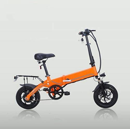 Elektrofahrräder : GHGJU Elektro-Fahrrad 12 Zoll zusammenklappbare tragbare Mini-Batterie Auto Aluminium-Fahrrad Geeignet fr den tglichen Sport und Radfahren (Color : Orange)
