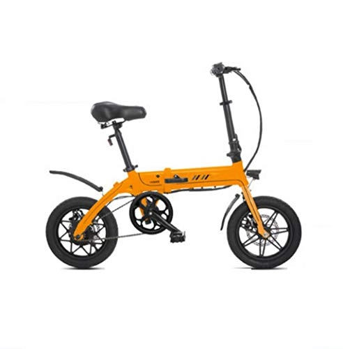 Elektrofahrräder : GHGJU Elektrofahrrad ultraleichtes tragbares Klapproller-Minibatterieautofahrrad fr Erwachsene Geeignet fr den tglichen Sport und Heimtrainer (Color : Yellow)