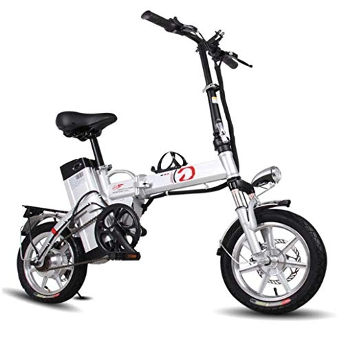 Elektrofahrräder : GHGJU Fahrrad tragbares elektrisches Fahrrad klappfahrrad for Erwachsene 14 Zoll Erwachsene kleine Roller Geeignet for den tglichen Sport und Radfahren (Color : White)