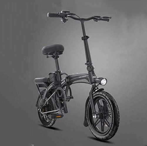 Elektrofahrräder : GHGJU Fahrrad zusammenklappbar Elektrofahrrad Erwachsene klein 14 Zoll Elektrofahrrad Moped Geeignet fr den tglichen Sport und Radfahren (Color : Black)