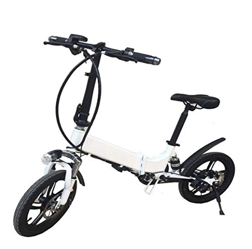 Elektrofahrräder : GHGJU Single Car Elektrofahrrad 14 Zoll Erwachsenen Faltbatterie Auto Mini Fahrrad Fahrrad Geeignet for den tglichen Sport und Radfahren (Color : White)