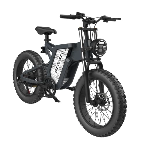 Elektrofahrräder : GUNAI Offroad-Elektrofahrrad für Erwachsene, 20-Zoll-Schneefahrrad 7-Gang mit Bürstenlosem Motor und Abnehmbarem 48-V-25AH-Lithium-Ionen-Akku mit Zwei Stoßdämpfern