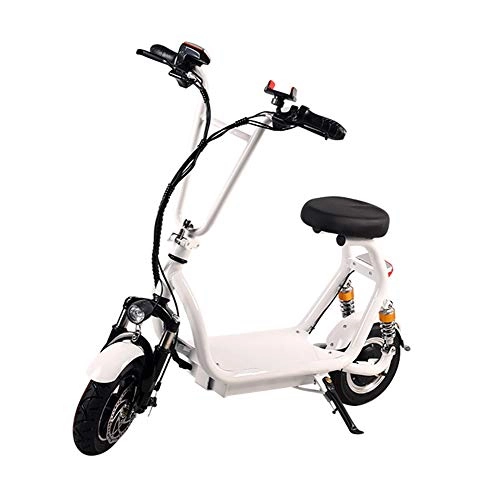 Elektrofahrräder : H&BB Elektrofahrräder, Tragbar Elektroauto Lithium-Batterie Klapp Fahrrad Geschwindigkeit Bis Zu 25Km / H Geschwindigkeitsanzeige Intelligent Elektro Scooter, White, Battery~8Ah