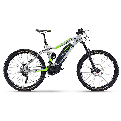Elektrofahrräder : Haibike SDURO Nduro 7.0 500Wh 27.5R Elektro Fahrrad / Enduro Mountain eBike 2017 (42, Silber / Neongrn / Schwarz matt)