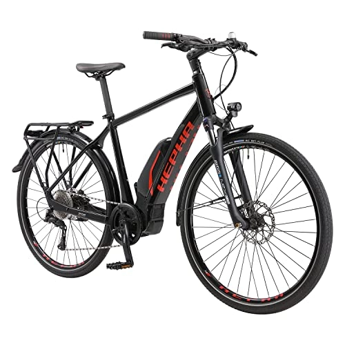 Elektrofahrräder : HEPHA E-Bike 630Wh Akku Trekking 3.0 Herren Elektrofahrrad Mittelmotor Shimano E7000 28 Zoll Pedelec 10-Gang (Schwarz, RH 56cm)