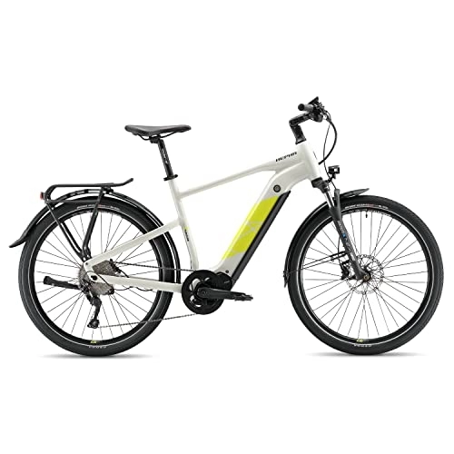 Elektrofahrräder : HEPHA E-Bike Trekking 7 Longrange Elektrofahrrad mit 708Wh Akku und 80Nm Mittelmotor Pedelec 10-Gang 27, 5 Zoll Unisex Highstep (52, Light Grey)