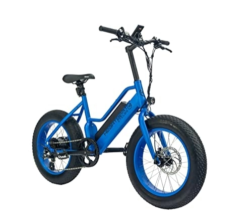 Elektrofahrräder : Highphoria Kinder E-Bike 20 Zoll • Fat Tire Elektrofahrrad für Kids • E-Mountainbike mit 250W Motor • 7-Gänge Pedelec (Blau / Blau)