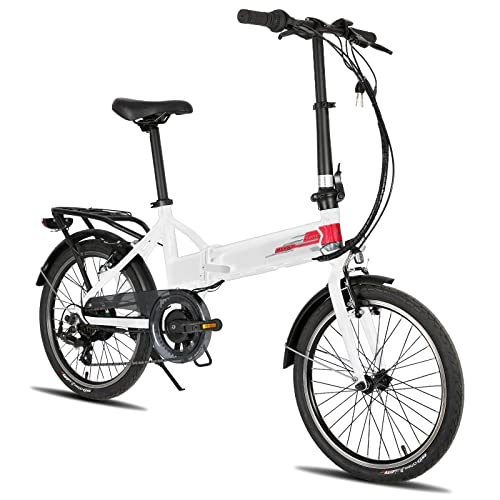 Elektrofahrräder : HILAND E-Bike 20 Zoll Elektrofahrrad Klappbares, mit 250 Watt Motor 36V Lithium-Akku Elektro-Faltrad mit Shimano 7-Gang-Schaltung, Leichtes Aluminium-Faltrad mit Licht für Damen und Herren