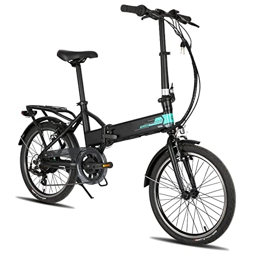 Elektrofahrräder : HILAND E-Bike 20 Zoll Elektrofahrrad Klapprad, mit 250 Watt Motor 36V Lithium-Akku Elektro-Faltrad mit Shimano 7-Gang-Schaltung, Leichtes Aluminium-Faltrad mit Licht für Damen und Herren