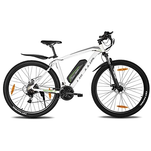 Elektrofahrräder : HILAND E-Bike 27, 5’’ EU-konform Offroad Elektrofahrrad 250W Motor, E-Mountainbike für Damen Herren, Shimano 21-Gang, Scheibenbremse Federgabel mit 36V / 10.4Ah Li-Ion-Akku, Reichweite von 48-80km, Weiß