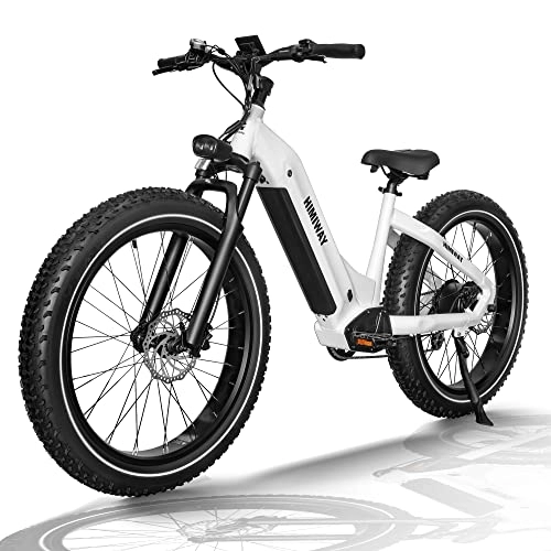 Elektrofahrräder : Himiway Zebra Step-Thru Ebike, 250W Elektrofahrräder für Erwachsene, 48V 20Ah 960Wh Superlange Fahrzeit E-Mountainbike, 26" X 4" Fettreifen, 25km / h zum Pendeln