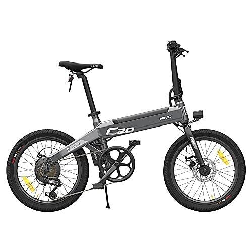 Elektrofahrräder : HIMO C20 Zusammenklappbares Elektrofahrrad für Erwachsene, Herren-Mountainbike, 20-Zoll-Elektrofahrrad / Pendler-E-Bike mit 250-W-Motor, 36-V-10-Ah-Batterie, 6-Gang-Getriebe (grau)