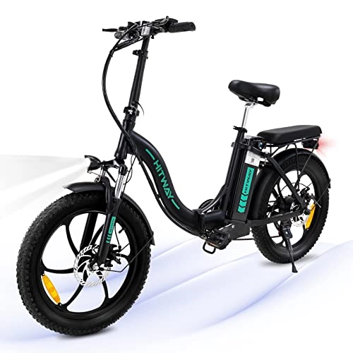 Elektrofahrräder : HITWAY E Bike, 20" Fat Reifen Elektrofahrrad, 10 Ah Akku 250W 48V Super Power Motor, bis 55km, Elektrisches Faltrad mit 7 Gängen Shimano System, City Bike Mountainbike für Erwachsene
