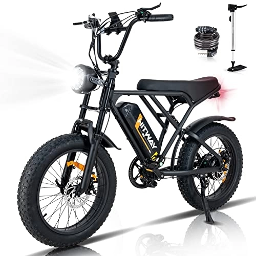 Elektrofahrräder : HITWAY E Bike Elektrofahrrad für Erwachsene 26 Zoll 4.0 Fat Tire Ebikes, 48V 18Ah Mountain E-MTB Fahrrad, Shimano 7 Gang zum Pendeln, bis 55-80km