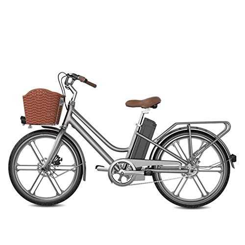 Elektrofahrräder : HWOEK Electric City Bike für Erwachsene, 24 ‚' Elektro-Fahrrad Abnehmbare 36V 16AH großer Kapazitäts-Lithium-Ionen-Akku mit Rücksitz und LCD-Display Doppelscheibenbremse, Schwarz