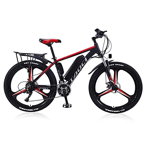 Elektrofahrräder : Hyuhome 26 Zoll Elektrofahrräder für Erwachsene und Herren, Aluminiumlegierung E-Bikes für Herren, 36 V 13 Ah elektrisches Mountainbike mit abnehmbarem Lithium-Ionen-Akku (schwarz-rot)