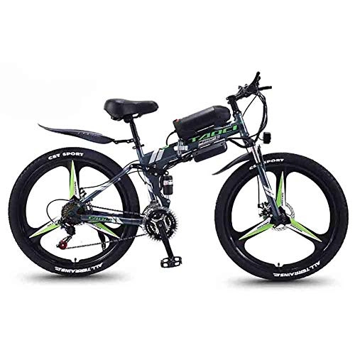 Elektrofahrräder : Hyuhome Electric Mountain Bikes für Erwachsene, faltbares MTB Ebikes für Männer Frauen Damen, 360W 36V 10.08 / 13AH All Terrain 26" Mountainbike / Arbeitsweg Ebike, Gray one Wheel, 13AH