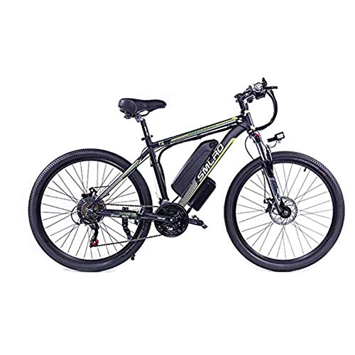 Elektrofahrräder : Hyuhome Elektrische Fahrräder für Männer, 26" 48V 250W IP54 Wasserdicht Erwachsener Electric Mountain Bike, 21 Speed-Elektro-Bike MTB Dirtbike mit 3 Riding Modes, Black Green