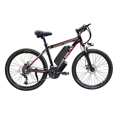 Elektrofahrräder : Hyuhome Elektrofahrrad für Erwachsene, 250 W, Aluminium-Legierung, abnehmbar, 48 V / 10 Ah, Lithium-Ionen-Fahrrad / Commute-E-Bike (Black Red)