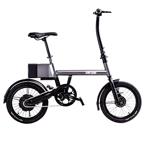 Elektrofahrräder : JH Elektro-Fahrrad, abnehmbare Lithium-Ionen-Akku Fahrrad 16-Zoll-LED-Multifunktions-Elektro-Fahrrad Erwachsene Kleine Elektro-Bike, Grau
