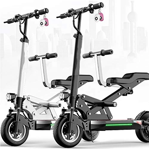 Elektrofahrräder : Joyfitness 48V Elektro-Fahrrad elektrischer Roller Mini Folding Kleine Batterie-Auto-Fernbedienung, Batterie-Lebensdauer 40-50Km, Weiß