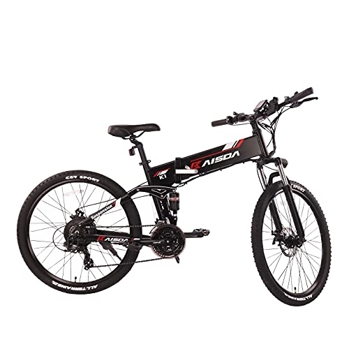 Elektrofahrräder : KAISDA E Bike / Klappbar Elektrofahrräder für Damen Herren, 26 Zoll Mountainbike Electric Bike mit Shimano 21 Gang, 48V 10.4A Lithium-Batterie Elektrofahrrad