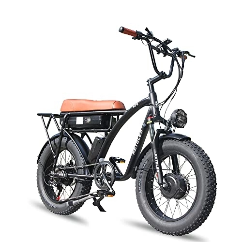 Elektrofahrräder : KETELES 20 inches Electric Bicycle 48V 23ah Lithium Battery Folding ebike 4.0 Fat tire Electric Bike for Adults fatbike-KF8 (schwarz, 2-Motoren)