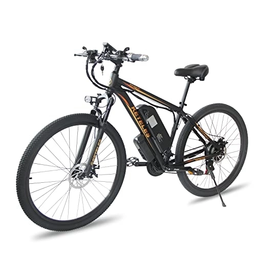 Elektrofahrräder : KETELES 26 / 29 Zoll Elektro Fahrrad E-Bike, E-Mountainbike mit 48V 18Ah / 23Ah Abnehmbare Batterie, Shimano 21 Gang-Schaltung, Citybike für Erwachsene Herren / Damen (Schwarz, 26zoll 18A)