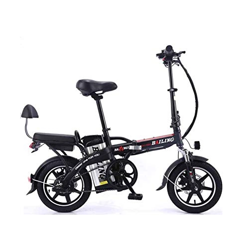 Elektrofahrräder : KT Mall Elektro-Fahrrad Folding Lithium-Batterie Auto Erwachsener Tandem-elektrisches Fahrrad Selbstfahr Imbiss 48V 350W, Schwarz, 20A
