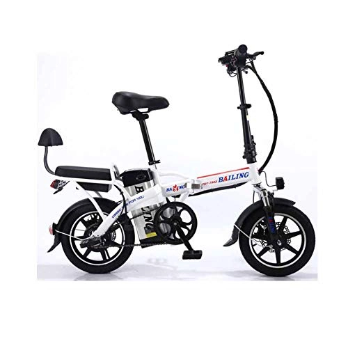 Elektrofahrräder : KT Mall Elektro-Fahrrad Folding Lithium-Batterie Auto Erwachsener Tandem-elektrisches Fahrrad Selbstfahr Imbiss 48V 350W, Weiß, 32A