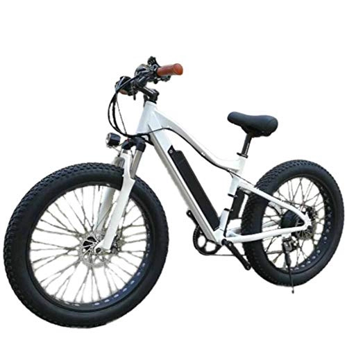 Elektrofahrräder : KT Mall Elektro-Fahrrad Wide Fat Tire Variable Speed-Lithium-Batterie Snowmobile Berg Outdoor Sports Aluminium-Legierung Auto, Weiß, 26x18.5