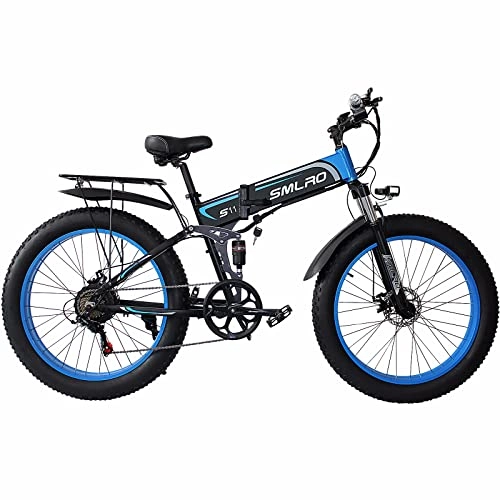 Elektrofahrräder : KXY 26-Zoll-elektrisches Dirt-Bike, 1000W Motor 48V 10Ah abnehmbare Lithium-Batterie, 7-Gang-Electric City-Fahrrad, geeignet für Männer und Frauen Elektrische Fahrrad Blue