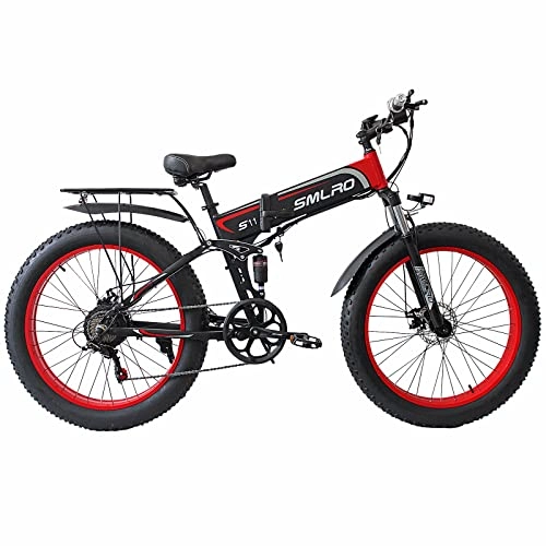 Elektrofahrräder : KXY Electric Assist Bike, 26 Off-Road-Reifen, 5 Gänge, 7-Gang, elektrisches Fahrrad mit Abnehmbarer Lithium-Batterie-Moped-Zyklus Red