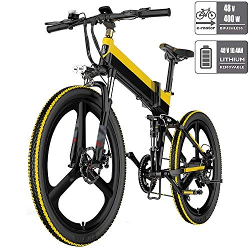 Elektrofahrräder : LAOHETLH E-Bike Elektrofahrrad Mountainbike 26 Zoll Elektrisches Fahrrad Mit 48v 10.4ah / 400w Lithium-Batterie Und Motor 5-Gang Faltbares Elektrisches Fahrrad