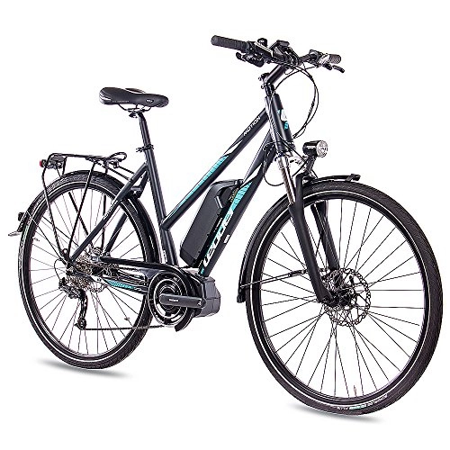 Elektrofahrräder : Leader 28 Zoll E-Bike Trekkingrad City Bike Damenrad Motion mit 9G DEORE SLX & Shimano Steps grau matt