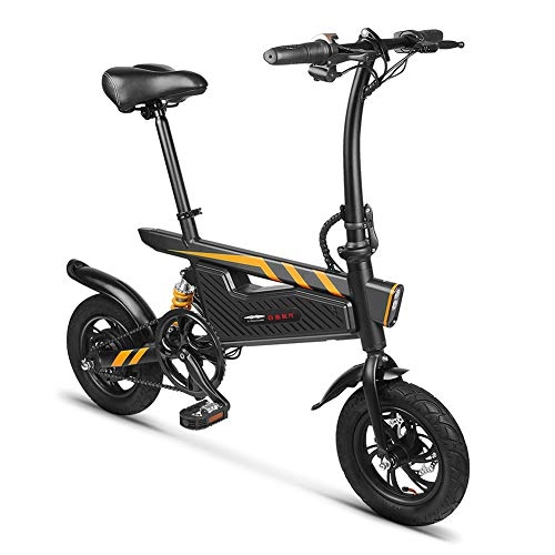 Elektrofahrräder : Lhlbgdz Faltbares Elektrofahrrad 12 Zoll Power Assist E-Bike 250W Batterie 6AH Motor und Doppelscheibenbremsen + Kopf- / Rücklicht, Schwarz