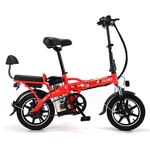 Elektrofahrräder : liu 14 inch klapp Elektrische Fahrrad, licht Tragbare Aluminium Elektrische Fahrrad 48v 350w abnehmbare Lithium-Batterie ebike 2 Rad e Bike, Rot