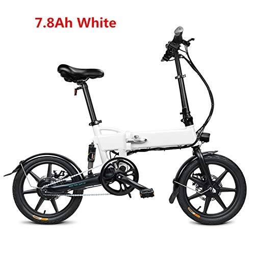 Elektrofahrräder : liu Ebike, faltbares Elektrofahrrad mit LED-Scheinwerfer fr Erwachsene, 250 W, 7, 8 Ah vorne und hinten, mechanische Scheibenbremse, Elektrofahrrder, Wei