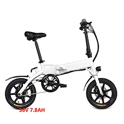 Elektrofahrräder : liu Elektrisches Fahrrad, Faltendes elektrisches Fahrrad 25KM / H 250W Ebike mit 7.8Ah Li-Ionbatterie, 3 Arbeitsmodi 14 Zoll Reifen, Wei