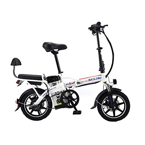 Elektrofahrräder : liu Elektrisches Klapprad Strand Schneefahrrad 14"Aluminiumrahmen Ebike 350W 48V / 20AH Elektrisches Mountainbike, Wei