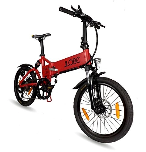 Elektrofahrräder : LLobe Erwachsene 20 Zoll Alu Falt E-bike City II Mattrot, 50.8 cm
