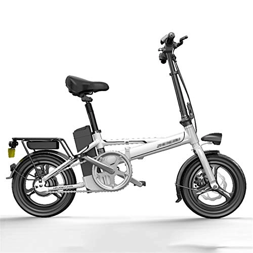 Elektrofahrräder : LOMJK Faltendes elektrisches Fahrrad, 400W elektrisches Fahrrad, 14-Zoll-Reifen-Mountainbike, DREI Arbeitsmodi-Anpassung, elektrisches Fahrrad für Erwachsene (Color : White, Größe : 220KM)