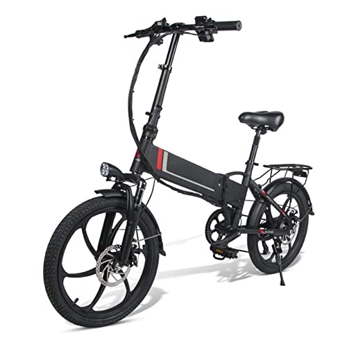 Elektrofahrräder : LWL elektrofahrrad Falten Elektrische Fahrräder for Erwachsene, 350 Watt Electric Bike 48V 10A Ebike Smart Faltbare 20 Zoll Fahrrad 7 Geschwindigkeit Ebike (Farbe : Schwarz)