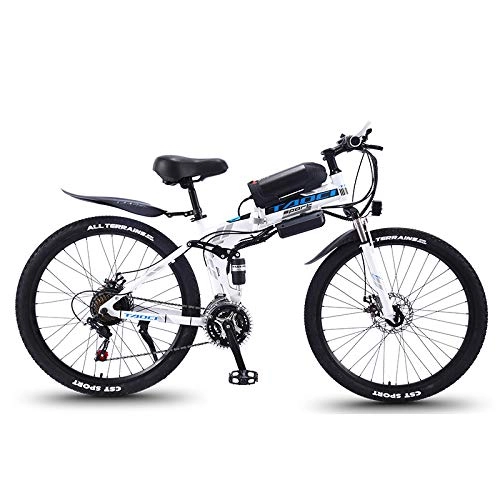 Elektrofahrräder : LXLTLB Faltbares E-Bike 350W Elektrofahrräder 36V 10.4HA Lithium Batterie Mountainbike 26 Zoll Große Kapazität Faltbares Mountainbike, Weiß