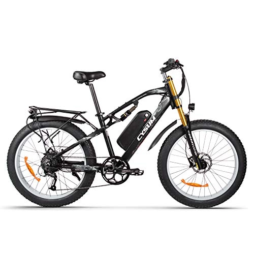 Elektrofahrräder : M900 Elektrofahrrad 1000W Mountainbike 26 * 4 Zoll Fat Tire Bikes 9 Geschwindigkeiten Ebikes für Erwachsene mit 17Ah Batterie (Weiß)