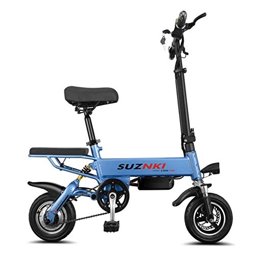 Elektrofahrräder : Minkui 10-Zoll-Elektrofahrrad Tragbares zusammenklappbares Elektrofahrrad Mini-E-Bike-Motorräder für Erwachsene Zwei-Scheiben-Bremsen Elektrofahrrad-Blau