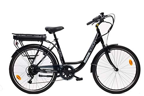 Elektrofahrräder : MOMO Design Unisex – Erwachsene Venedig E-Bike mit Pedalunterstützung, Schwarz, Einheitsgröße